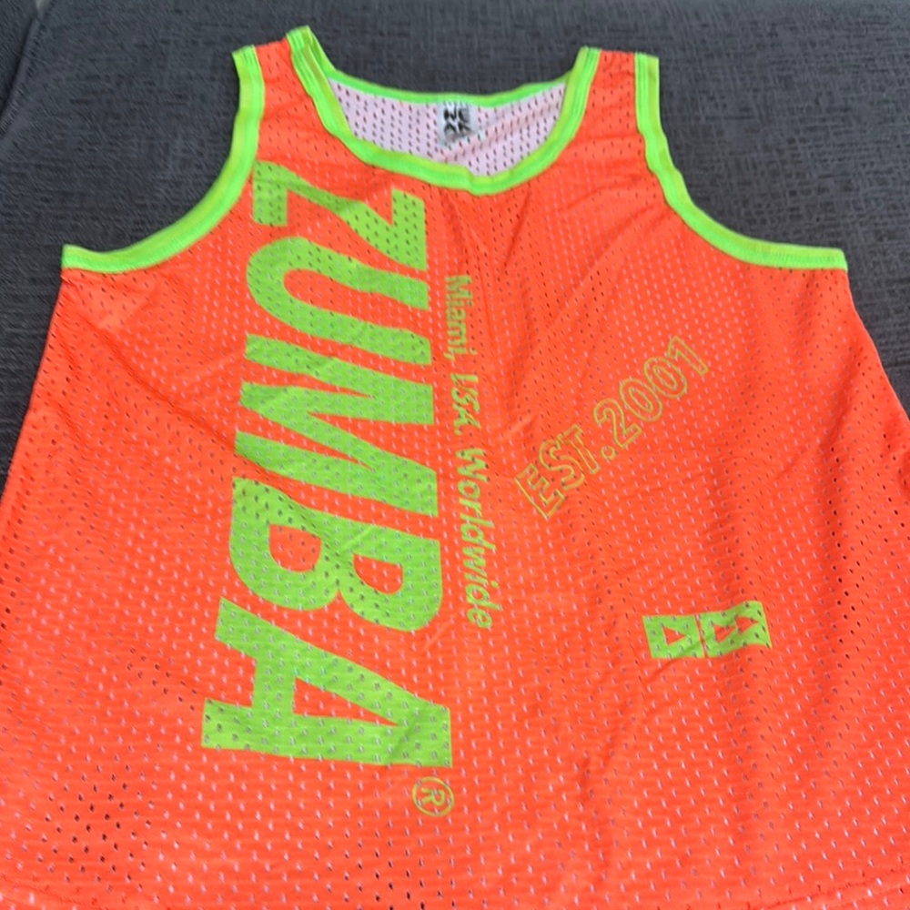 Zumba Fitness Orange Sleeveless Oversized Tank Top
